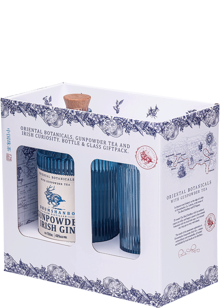 DRUMSHANBO Gunpowder Irish Gin w/ Glass Gift 750ml Bottle