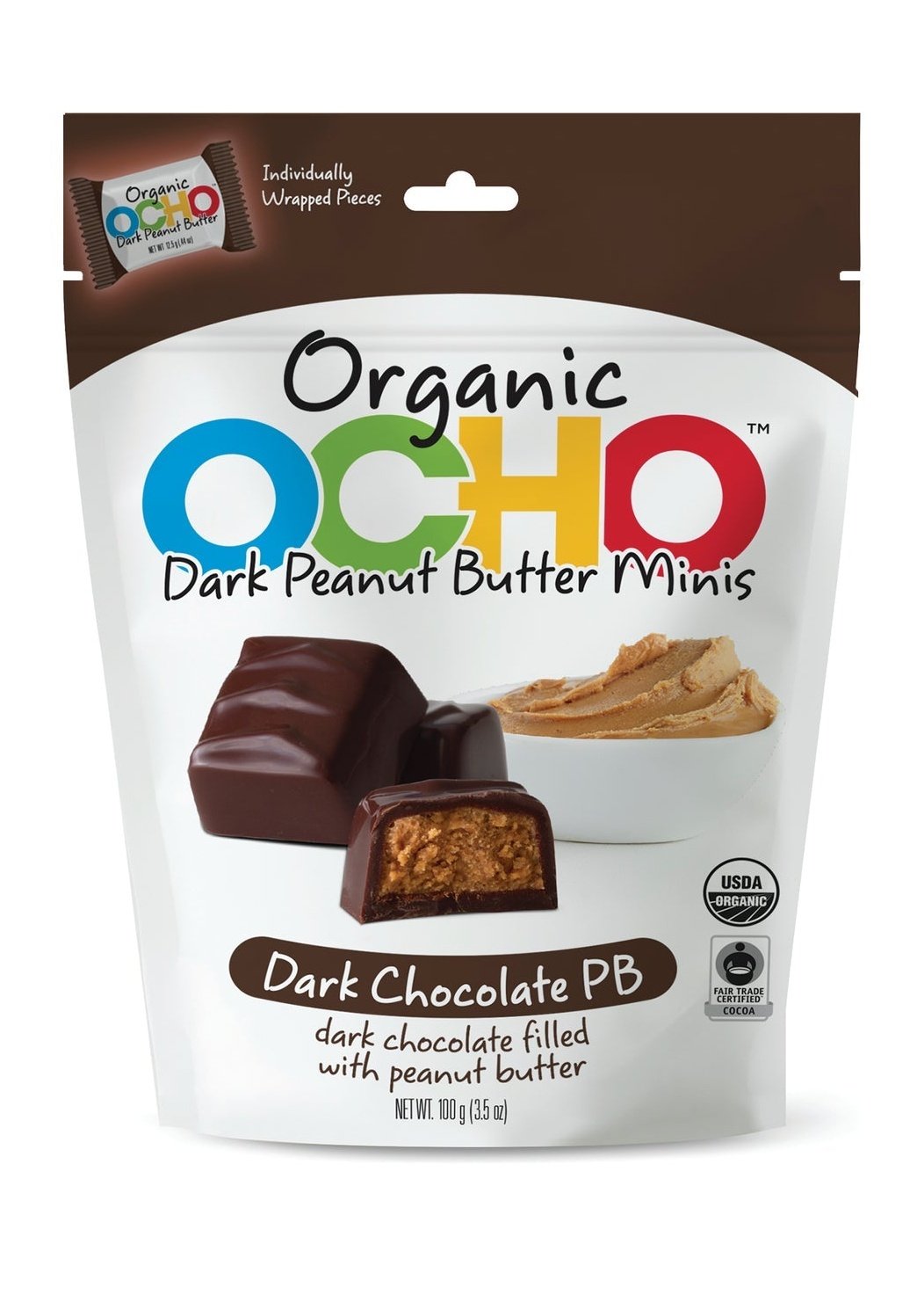 OCHO CANDY Organic Dark Chocolate Peanut Butter Minis Pouch