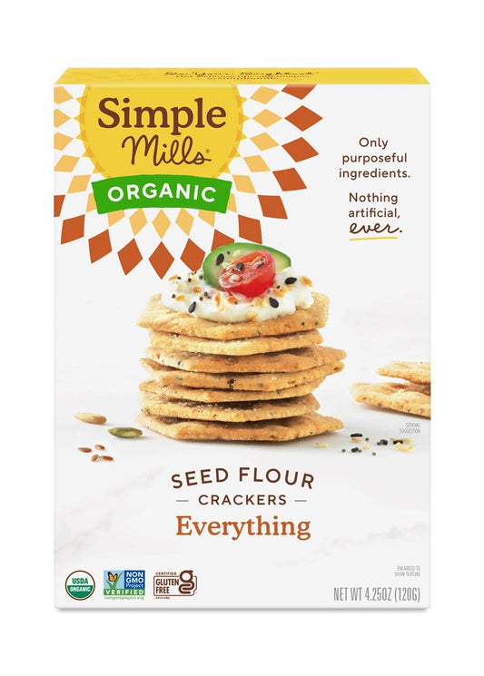 SIMPLE MILLS Organic Seed Flour Crackers Everything