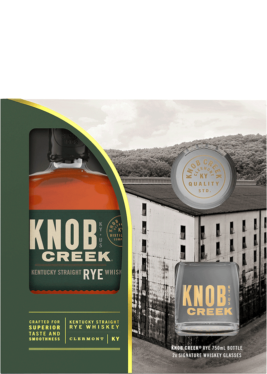 KNOB CREEK Rye Whiskey with Glassware Gift 750ml Bottle