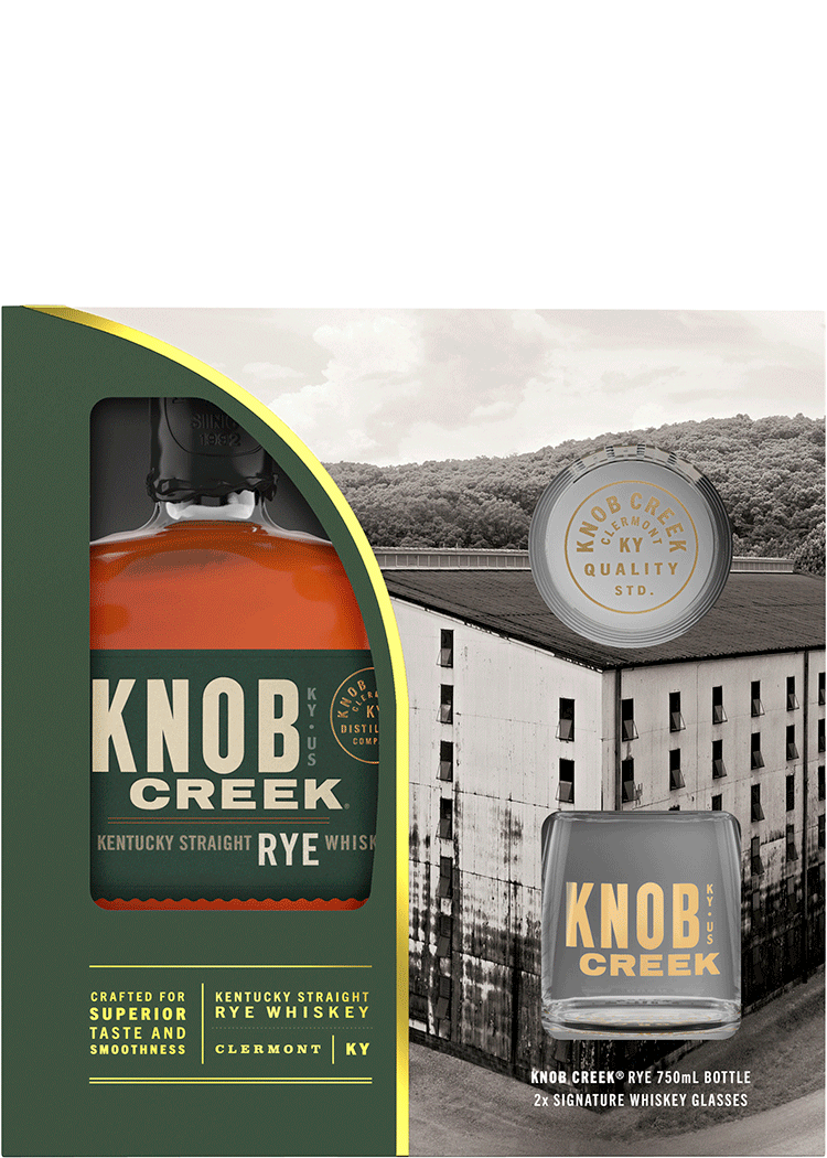 KNOB CREEK Rye Whiskey with Glassware Gift 750ml Bottle