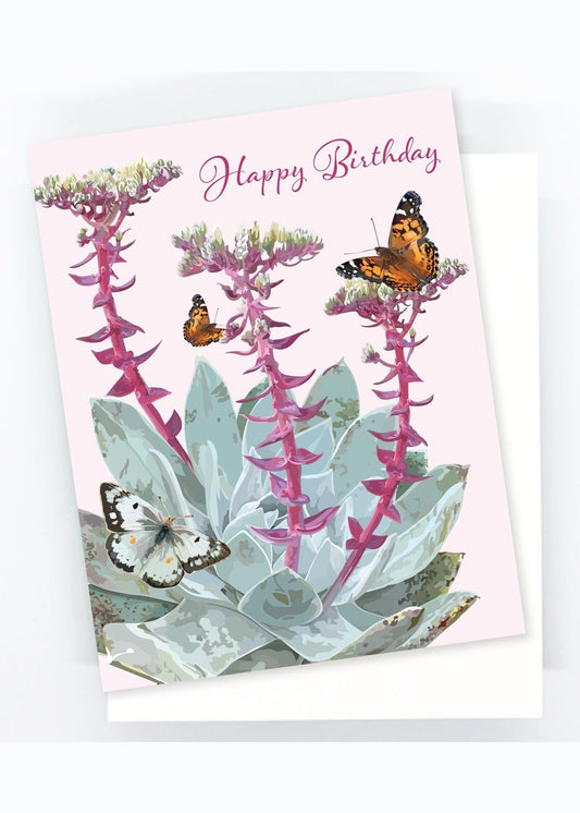 FAIRE Botanical Succulent Butterfly Birthday Card