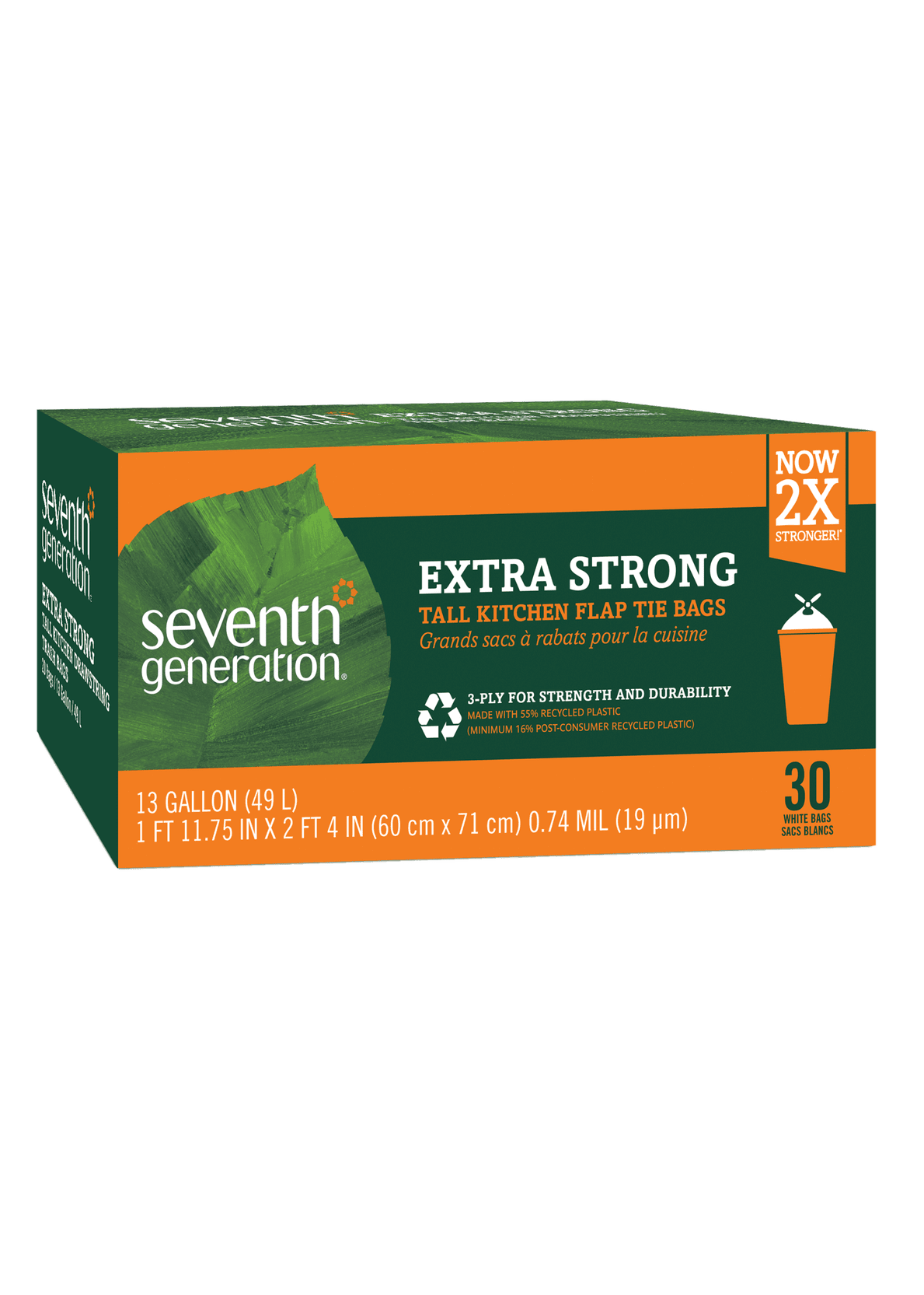 SEVENTH GENERATION Extra Strong Tall Kitchen 13 Gallon Flap Tie Bags