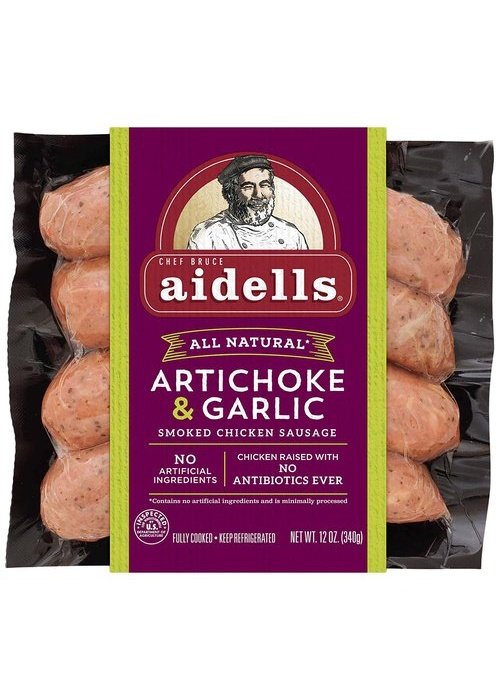 AIDELLS Artichoke & Garlic Smoked Chicken Sausagel