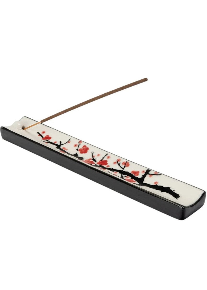 Handpainted Ceramic Incense Holder 9 Inch L Cherry Blossoms