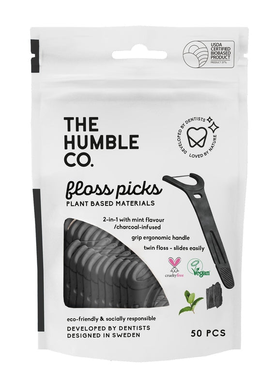 THE HUMBLE CO. Charcoal Dental Floss Picks