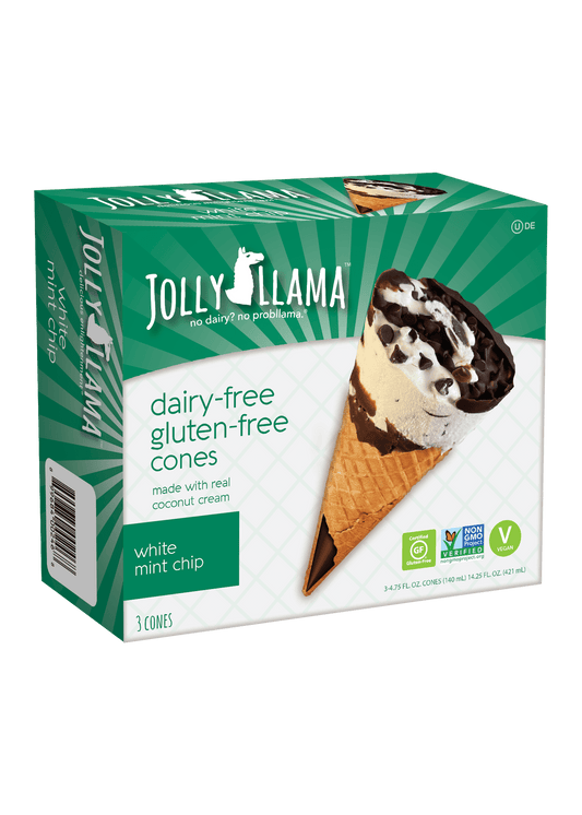 JOLLY LLAMA Non-Dairy Mint White Chocolate Ice Cream Cones