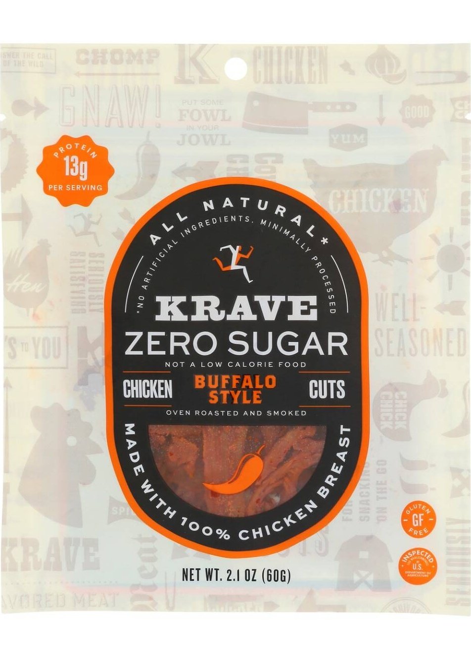 KRAVE Zero Sugar Buffalo CHICKEN JERKY