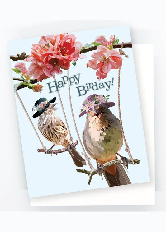 FAIRE Birds On Swings "Happy Birday" Birthday Card