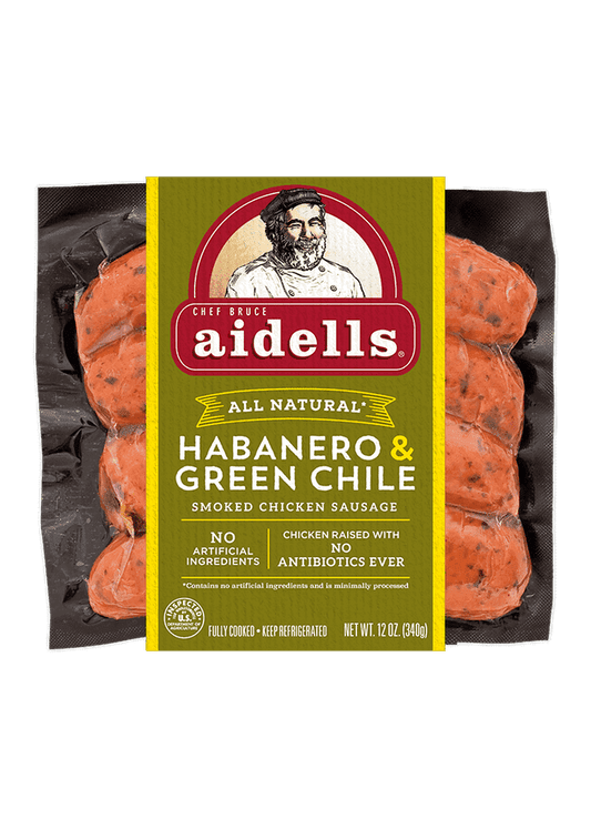 AIDELLS Habanero & Green Chile Smoked Chicken Sausage