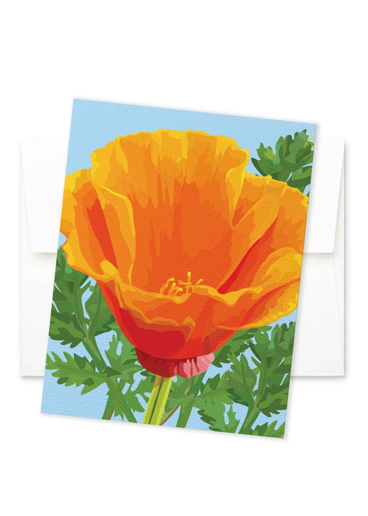 FAIRE Modern California Poppy Birthday Card