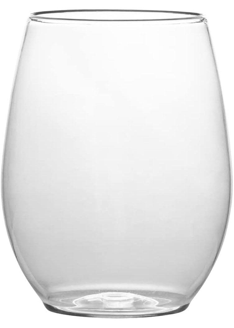 12oz Light Weight Clear Plastic Stemless Wine Glass