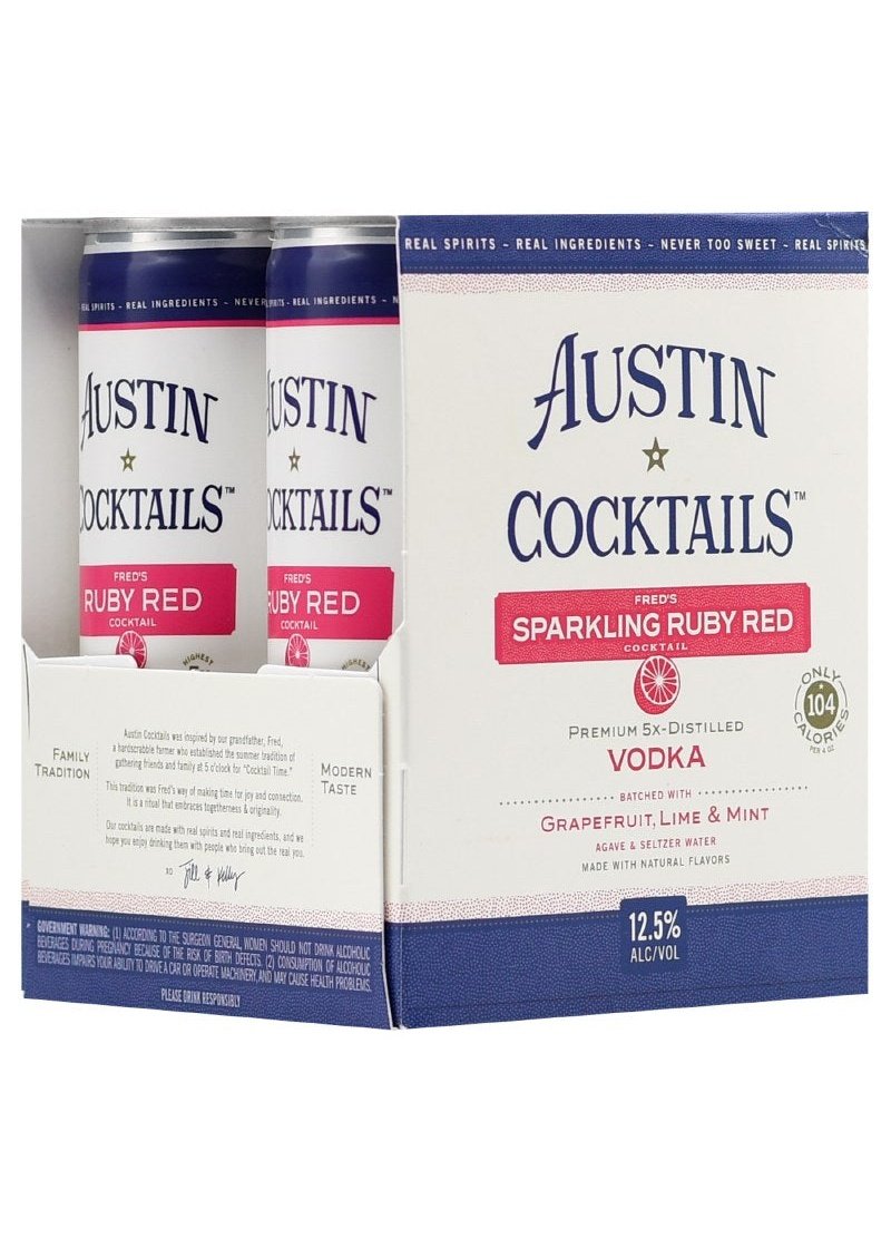 AUSTIN COCKTAILS Rudy Red Grapefruit Vodka 4PK