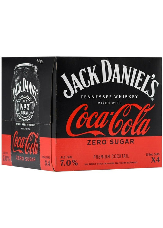 JACK DANIEL'S COCKTAILS Jack & Coke Zero Sugar 4 Pack