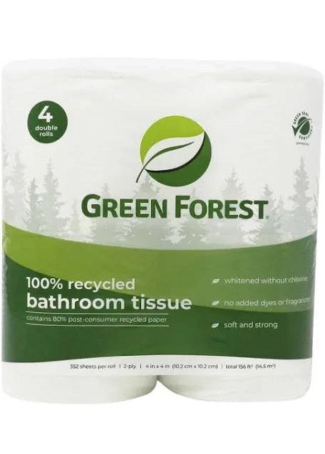 GREEN FOREST 100% Recycled Bath Tissue 4 Pack