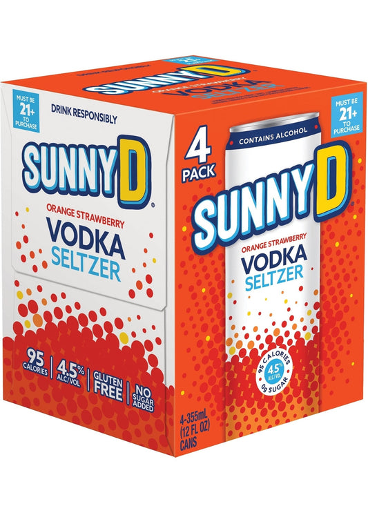 SUNNY D Orange Strawberry Vodka Seltzer 4 Pack