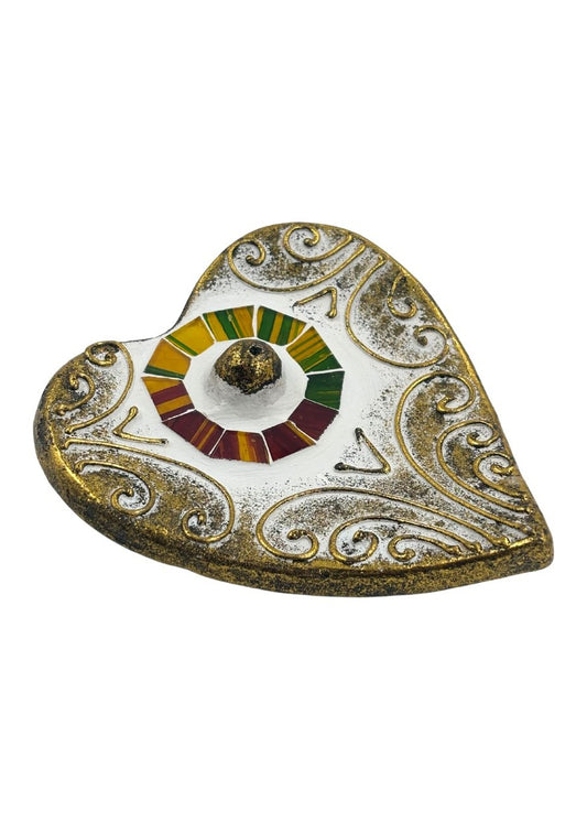 EARTH'S ELEMENTS WELLNESS Mosaic Heart Incense Stick Burner