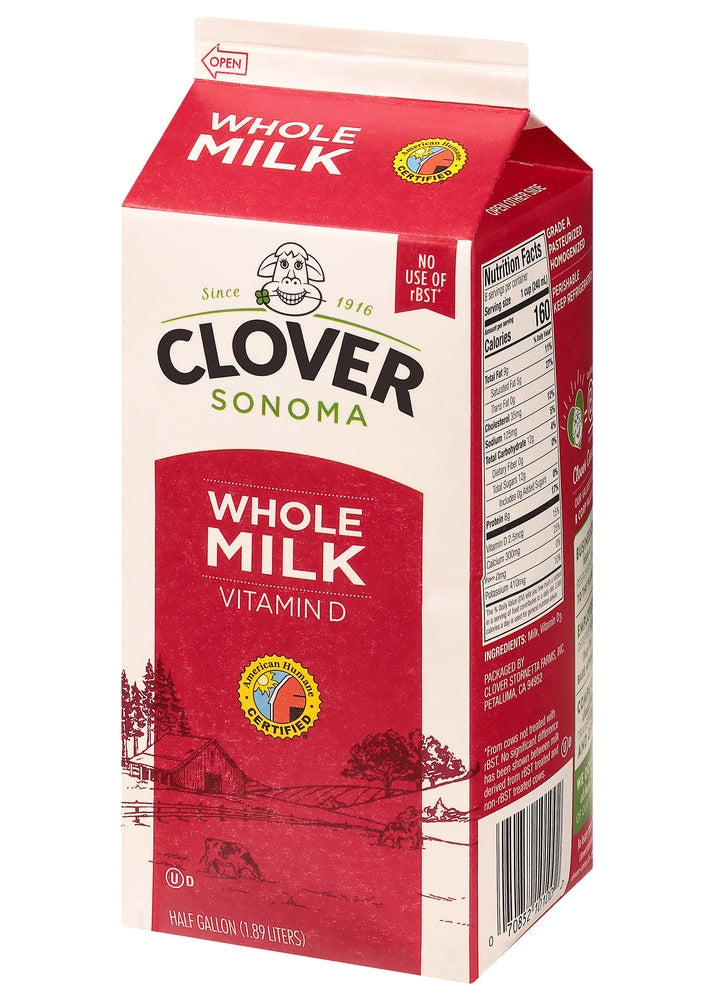 CLOVER Whole Milk Half Gallon