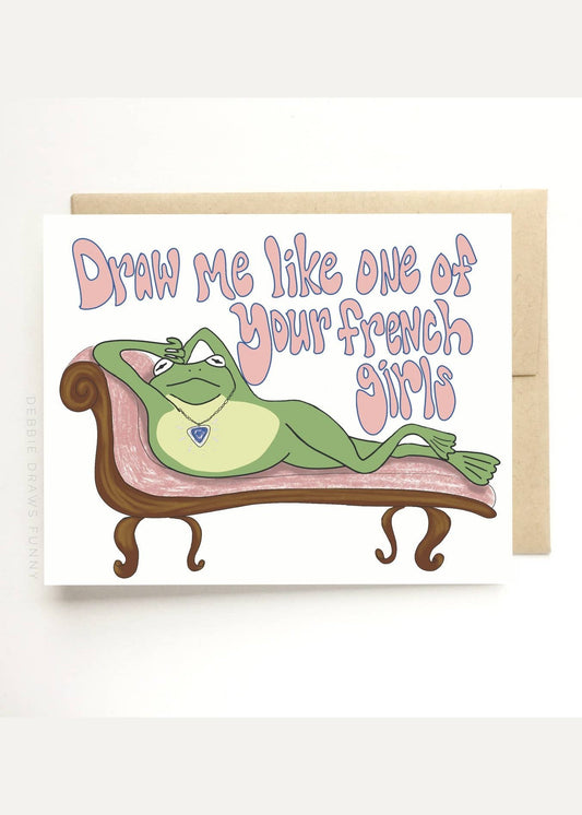 DEBBIE DRAWS FUNNY Rose Frog Valentines Card