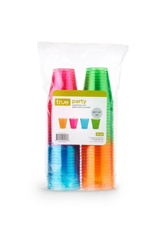 TRUE BRAND 2oz Assorted Neon Shot Glasses Set of 60