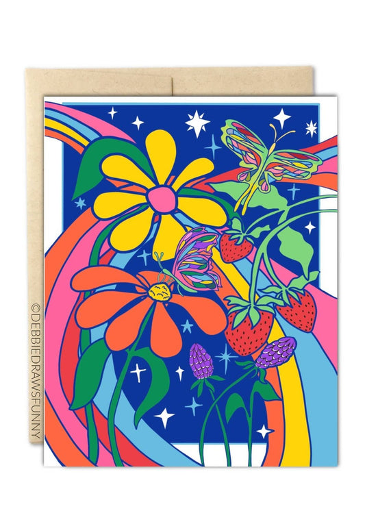 DEBBIE DRAWS FUNNY Rainbow Daisies Friendship Card