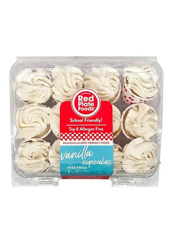 RED PLATE Mini Gluten Free Vegan Vanilla Cupcakes 12ct