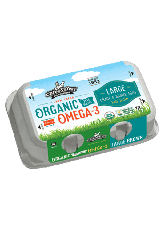 CHINO VALLEY Organic Omega Large Brown Half-Dozen Eggs