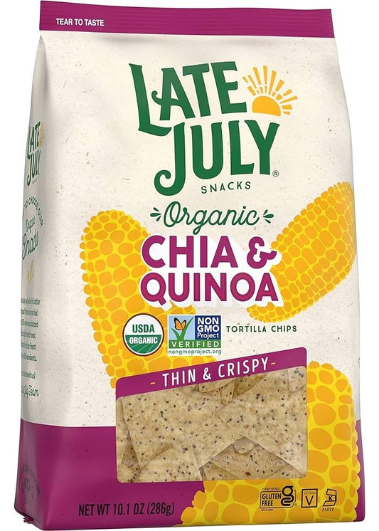 LATE JULY Chia & Quinoa Thin & Crispy Organic Tortilla Chips