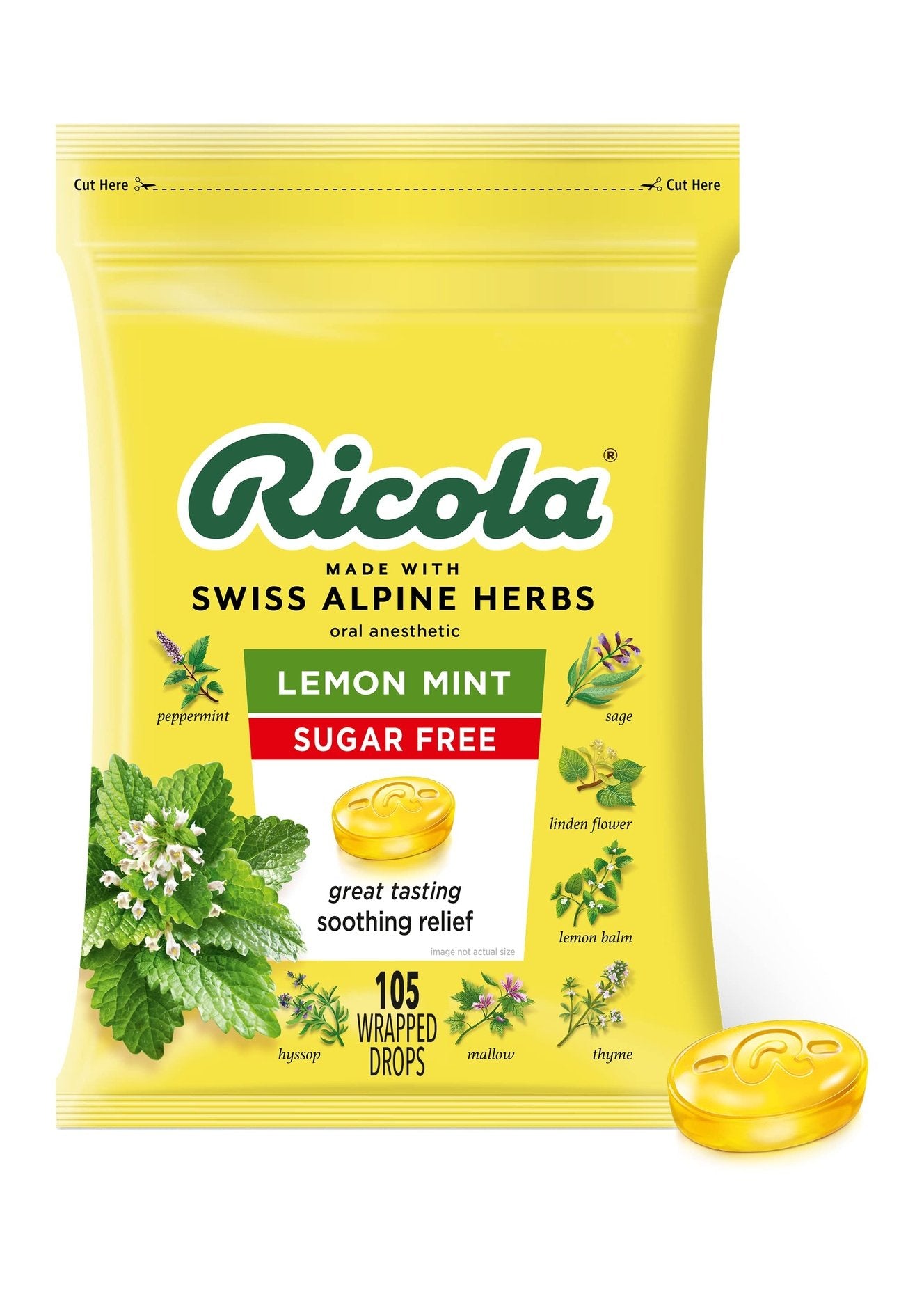 RICOLA Sugar Free Lemon Mint Throat Drops