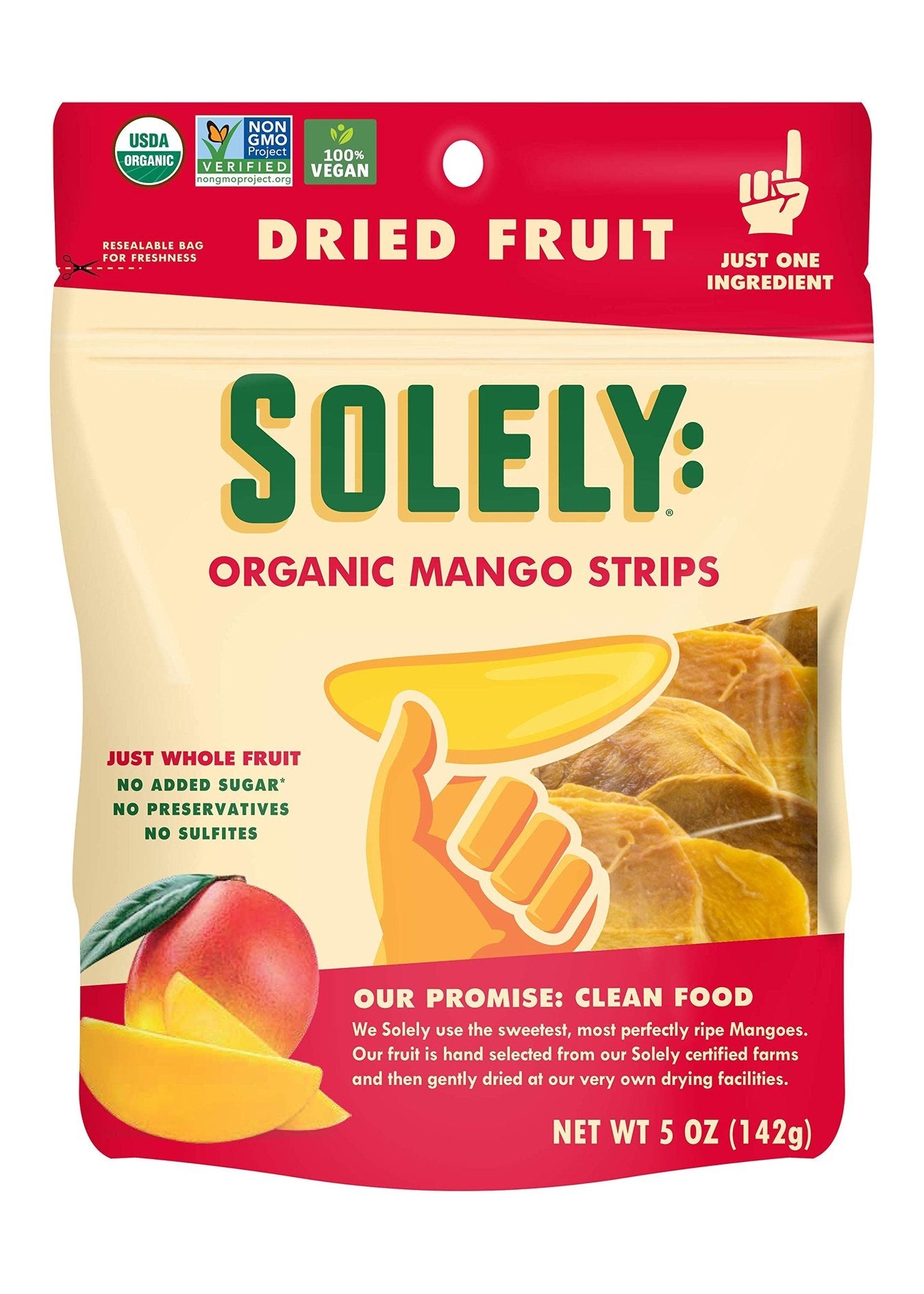 SOLELY Organic Dried Mango Strips