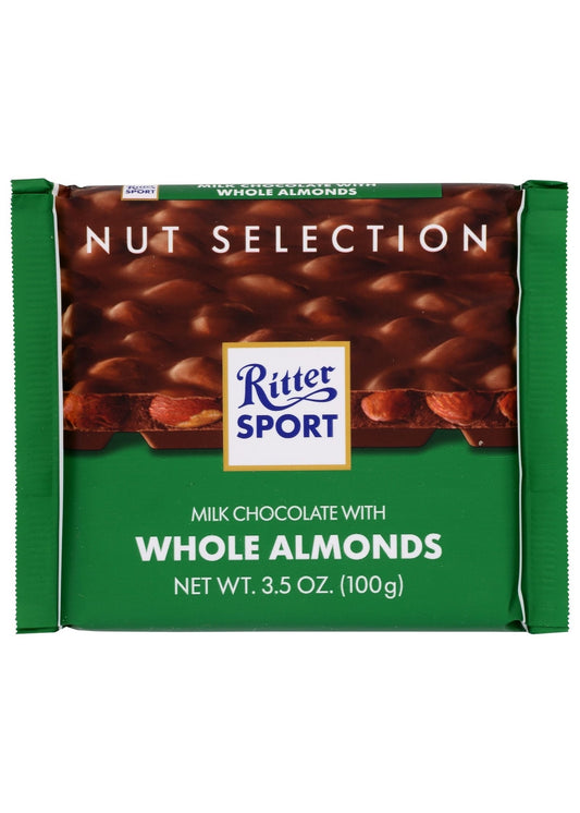 RITTER SPORT Milk Chocolate With Whole Almonds