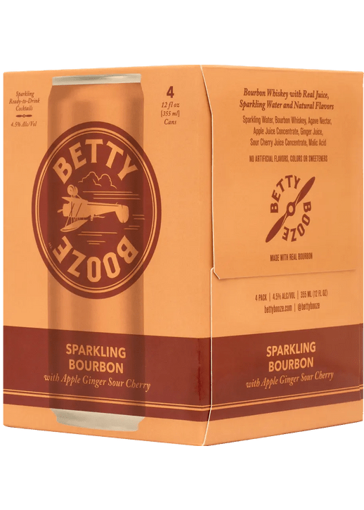 BETTY BOOZE Sparkling Bourbon With Apple Ginger Sour Cherry 4 Pack