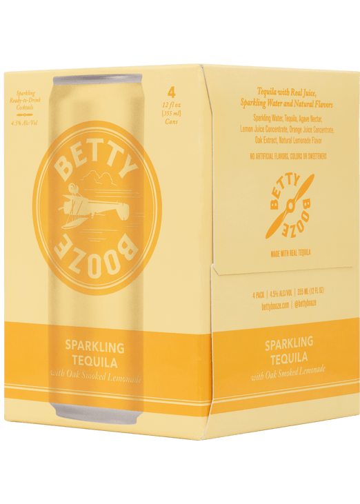 BETTY BOOZE Sparkling Tequila With Oak Smoked Lemonade 4 Pack