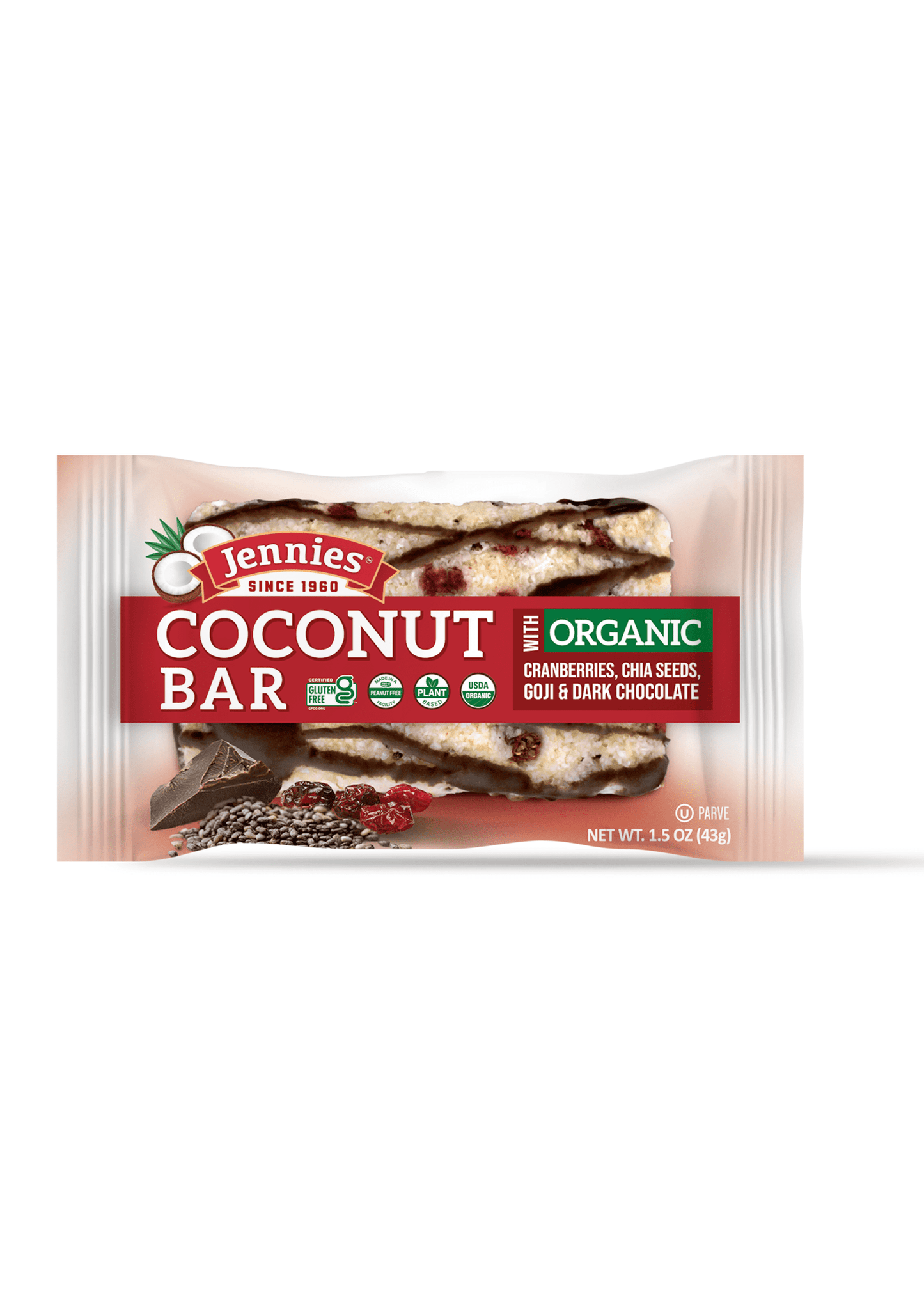 JENNIE'S Organic Cranberry Goji Coconut Bar