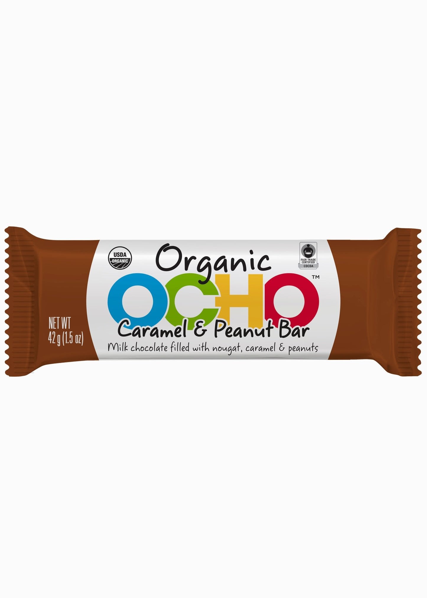 OCHO CANDY Organic Milk Chocolate Caramel & Peanut Bars