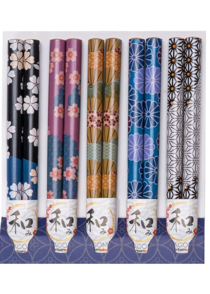 5 Piece Chopsticks Set Floral Print