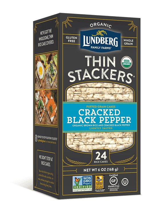 LUNDBERG FAMILY FARMS Organic Cracked Black Pepper Thin Stackers