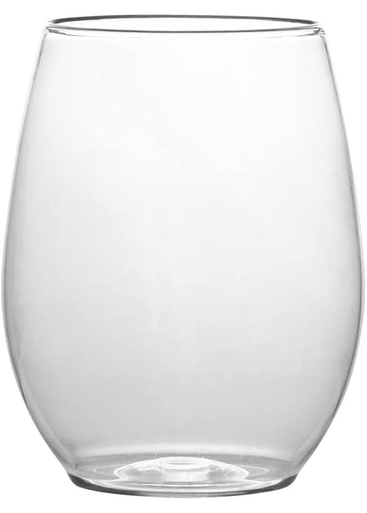 12oz Light Weight Clear Plastic Stemless Wine Glass