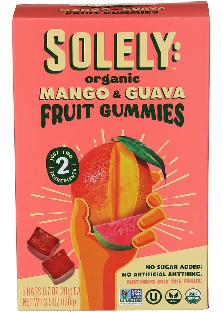 SOLELY Organic Mango & Guava Fruit Gummies