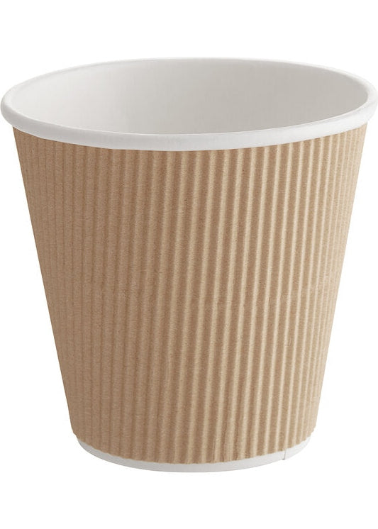 CHOICE 8oz Squat Double Wall Ripple Kraft Paper Hot Cup Sleeve