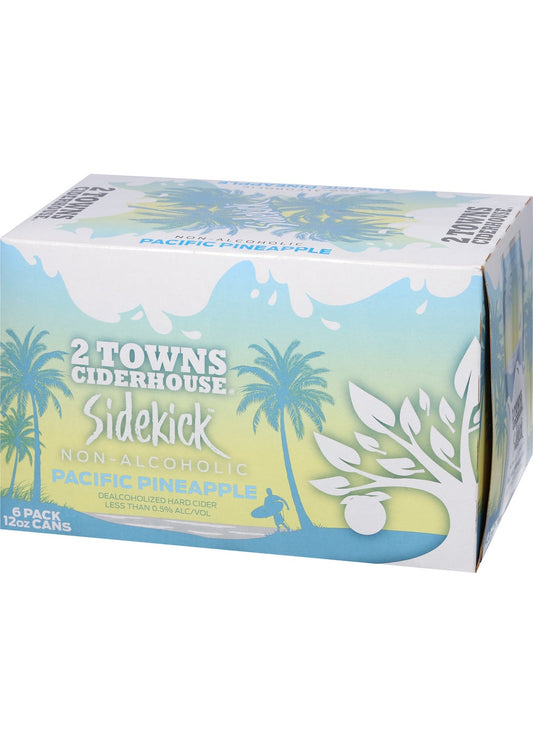 2 TOWNS CIDERHOUSE Non-Alcoholic Sidekick Pacific Pineapple 6 Pack