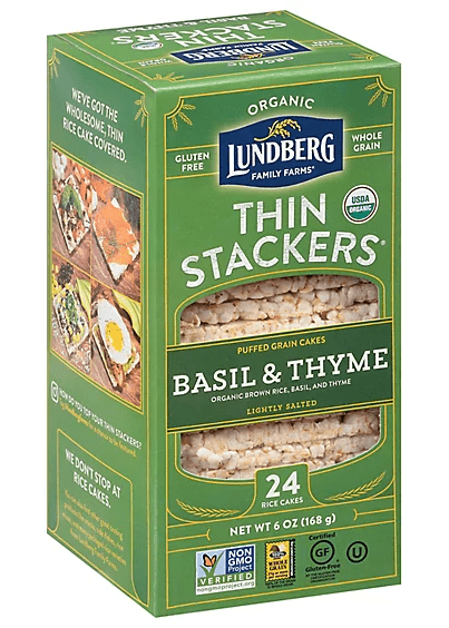 LUNDBERG FAMILY FARMS Organic Brown Rice, Basil & Thyme Grain Cakes