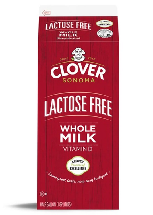 CLOVER Sonoma Lactose Free Whole Milk Half Gallon