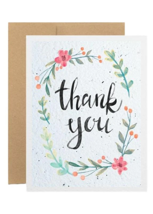 SEEDY CARDS Flower Wreath Thank You Card With Envelope