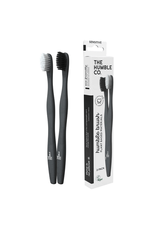 THE HUMLE CO. Plant-Based Sensitive Toothbrush White-Black 2 Pack