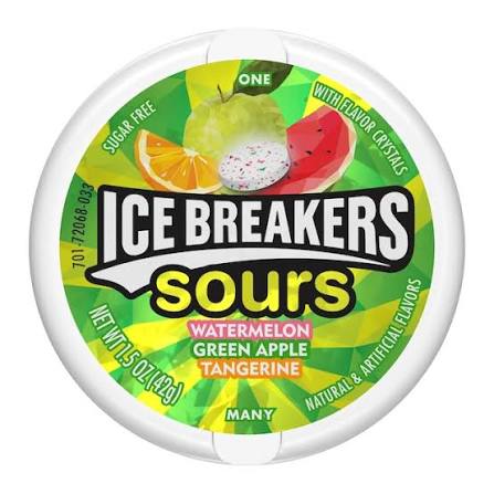 ICE BREAKERS Sours Watermelon Green Apple Tangerine