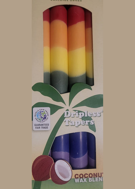 TAPER CANDLE 9IN RAINBOW
