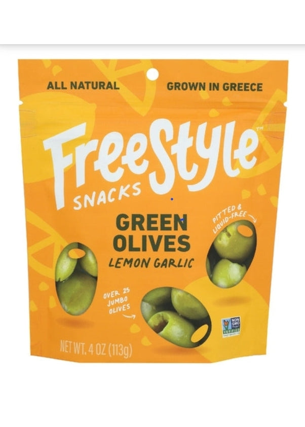 FREE STYLE SNACKS Green Olives Lemon Garlic