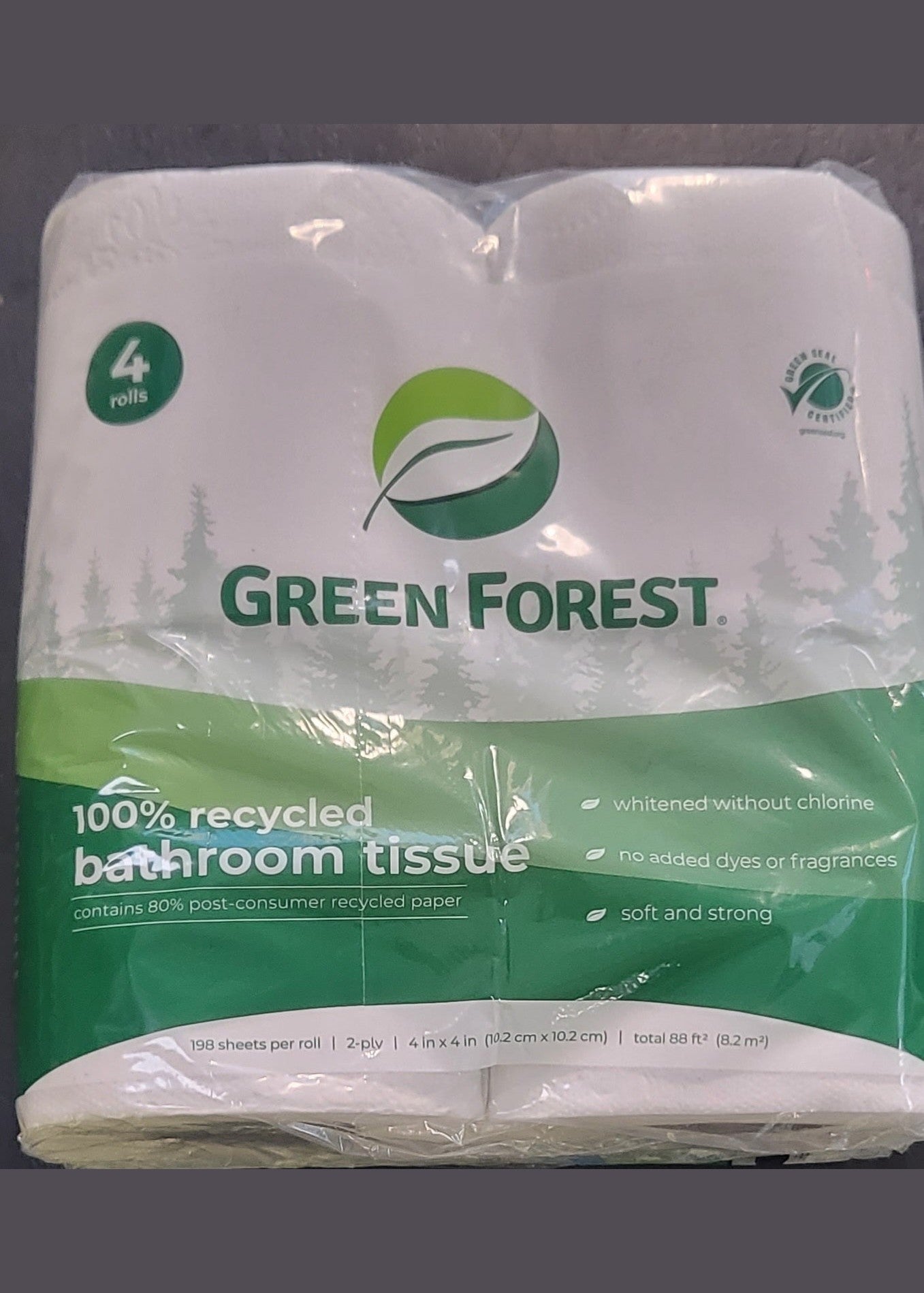 GREEN FOREST 100% Recycled Bath Tissue 4 Pack