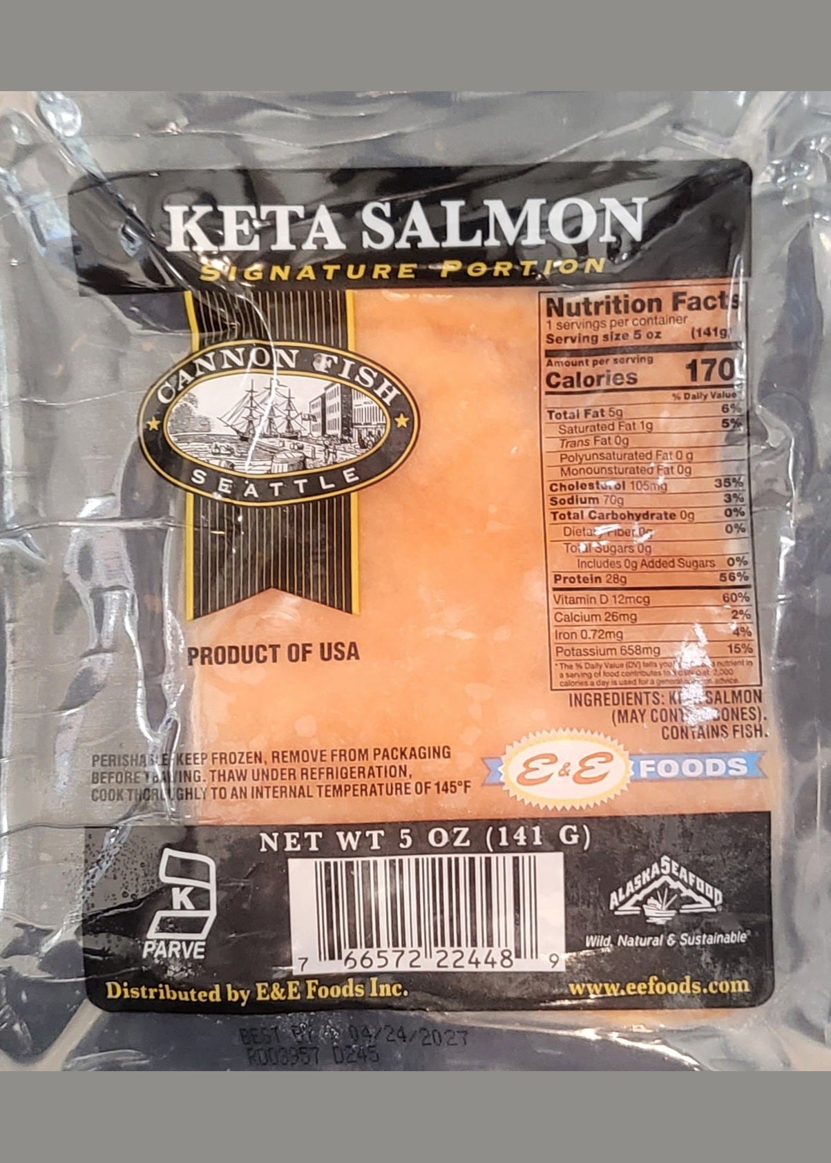 KETA Salmon Skin On Frozen 5oz